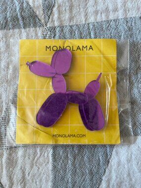 NWT Monolama Balloon Dog Brooch in Purple
